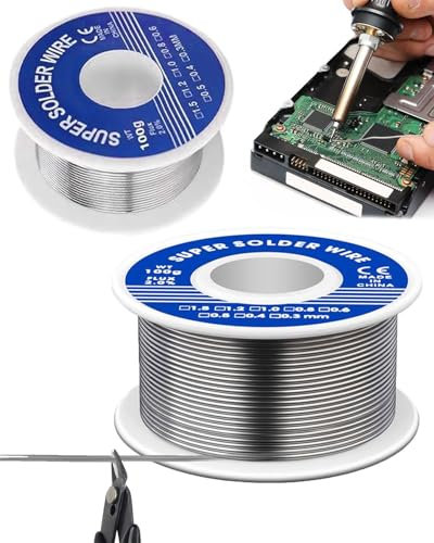 BPTRKOM 2 Stück Lötzinn Set (1mm + 0.8mm) - 100g Lötdraht - für Elektronik & Präzisionsarbeiten - Ideal für Reparaturen, DIY & Heimwerkerprojekte