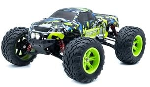 RMT Dominator RC Auto | Monster Truck 1:12 | 36 km/h Speed | 2WD Antrieb | 2,4 GHz proportional Steuerung | Li-Ion 7,4 V 1500 mAh Akku | IPX4 Spritzwasser | LED Frontlicht | RTR Set (Grün)