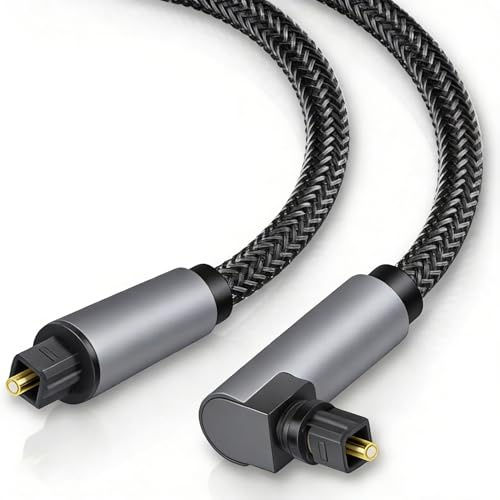 Pevlkawr Cavo Ottico A 90 Gradi, Cavo Ottico Audio Digitale Regolabile A 360 Gradi Cavo Fibra Ottica Per DVD Altoparlante Soundbar TV 2m Ultra Resistente