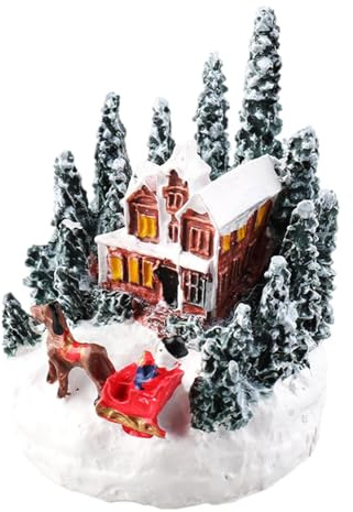 Genérico Statuette di case natalizie, decorazione per case natalizie con cartoni animati, collezione colorata, regalo per feste, , famiglia, comodino, soggiorno, caminetto