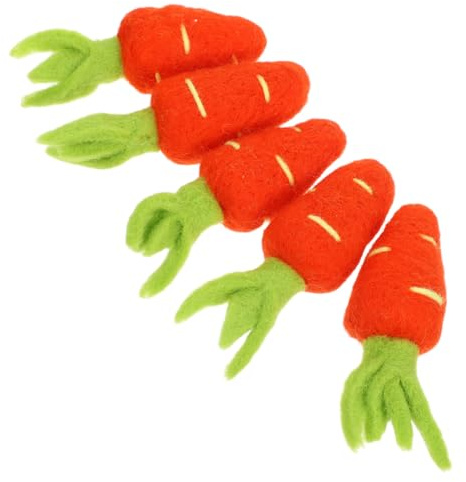 Karottenförmiger Filzanhänger 5 Stück 8x3x3cm aus Wollfilz | Haarspangen, Jacken und Bastelprojekte, Weiche Füllung, Glatte Oberfläche, Weihnachten Feier