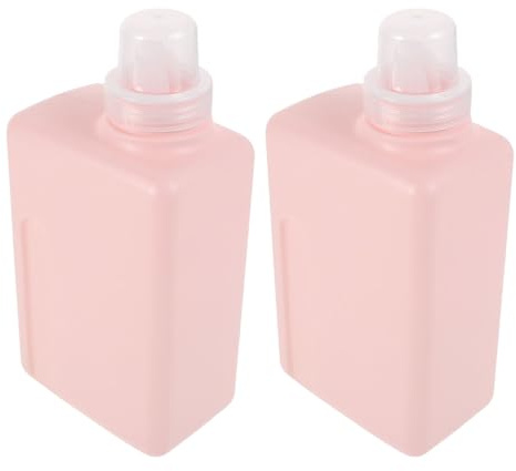 TOYANDONA Lot de 2 Flacons Distributeurs Carrés Rechargeables 1000 Ml en Plastique Rose Flacons Vides pour Lessive Liquide Adoucissant et Gel Vaisselle Contenants Étanches pour Buanderie