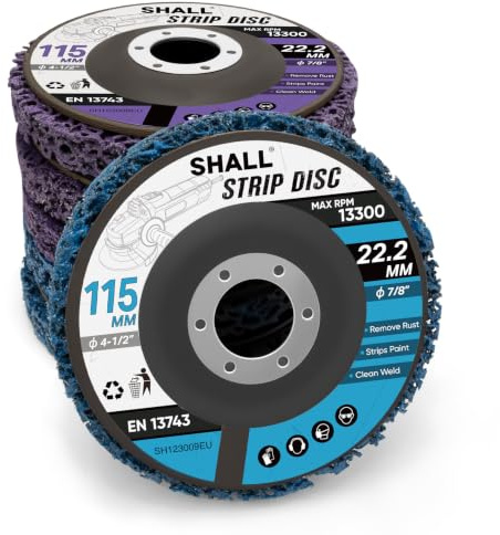SHALL 6-pack Grovrengörare 115 mm (4,5) – Slipskiva för borttagning av rost och färg – För vinkelslip – Effektiv och slitstark sliprondell