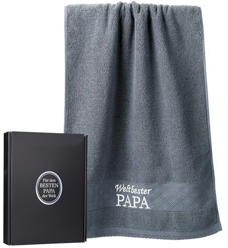 Johamoo Vatertagsgeschenk für Papa, Papa Geschenk Weltbester Papa Handtuch (35x75 cm) - Geschenkidee zum Geburtstag & Weihnachten - 100% Baumwolle - inkl. Geschenkbox