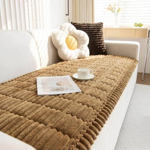 GKXLH Neu Dicke rutschfest Sofa überzug 2 3 4 Sitzer (Braun, 70x70cm/1 PC) | Weich Cord Couch überzug, Universal Sofabezug Waschbare, Sofa Cover für Hunde Haustiere, Ledersofaschoner für das Wohnzimmer