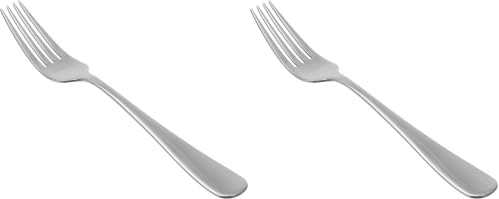 Amazon Basics Tenedores de Mesa de Acero Inoxidable, con Punta Redonda, Plata, Juego de 12 (Paquete de 2)
