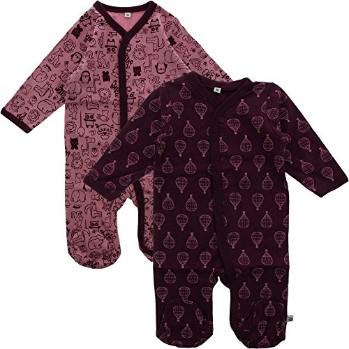 Pippi Baby - Mädchen Nightsuit W/F -Buttons 2-pack PAJAMAS, Lila, 86 EU