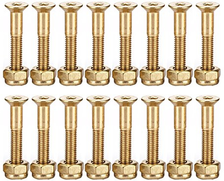 16 Pcs 1 Inch Skateboard Mounting Hardware Screws Bolts (Gold - 16 Pcs)