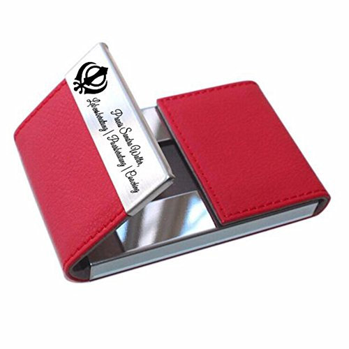 aplusashop ID Visitenkartenetui mit Gravur nach Wunsch Kreditkarten, Ausweise Etui 4 Farben (Rot)