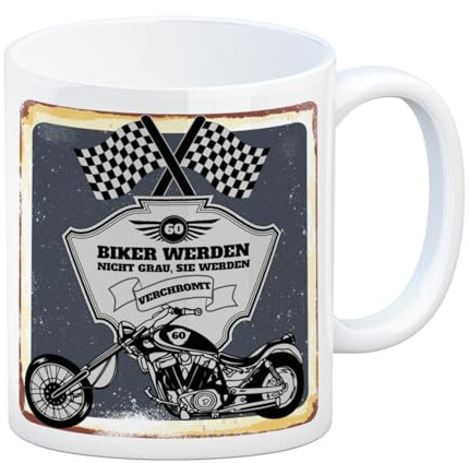 trendaffe - Motorradfahrer und Biker Kaffeebecher BZW. Tasse zum 60. Geburtstag als Geschenk