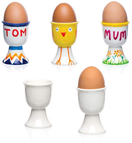 Baker Ross ET879 Porcelain Egg Cups (Box of 4), White, 70mm