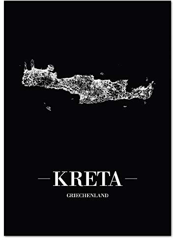 JUNIWORDS Stadtposter - Wähle Deine Stadt - Kreta - 60 x 90 cm Poster - Schrift A - Schwarz