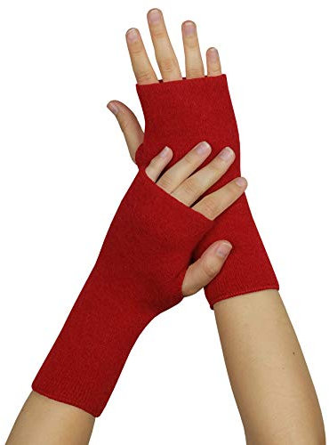wobera ANGORA Pulswärmer oder Stulpen mit Daumenloch (Gr. 3, Farbe: granatrot)