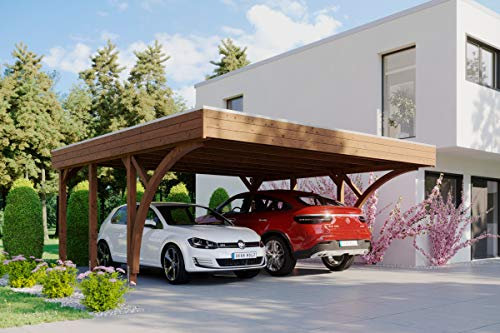 Carport Friesland Set 8 mit 2 Einfahrtsbögen, 557 x 555 cm, nussbaum
