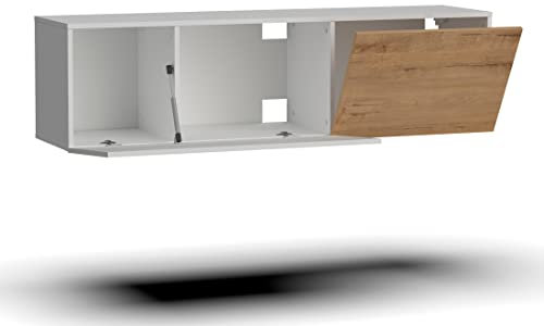 Muebles Pitarch | Mueble TV colgado, Módulo de Salón de 150cm, Estantería de Salón, 2 Puertas Abatibles con Pistón, Mueble de Televisión 42x150x40,5cm, Moderno, modelo Nilo