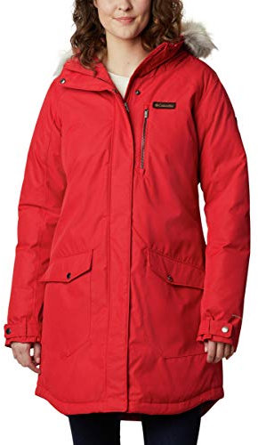 Columbia Suttle Mountain - Chaqueta larga aislante para mujer, color lirio rojo, talla S
