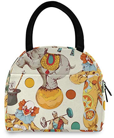 Linomo Lunch Tasche Jahrgang Zirkus Clown Magisch Zauberstab Trick Kühltasche Isoliertasche Brotdose Handtasche für Kinder Jungen Mädchen Damen Männer
