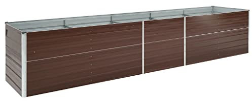 vidaXL Hochbeet aus verzinktem Stahl, braun, 400 x 80 x 45 cm