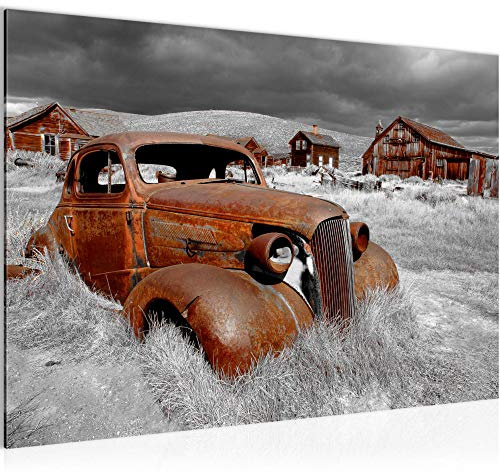 Runa Art Bild Auto Oldtimer Modern Wandbilder Wohnzimmer 1 Teilig - Made In Germany - Vintage Braun Grau Flur 602115b