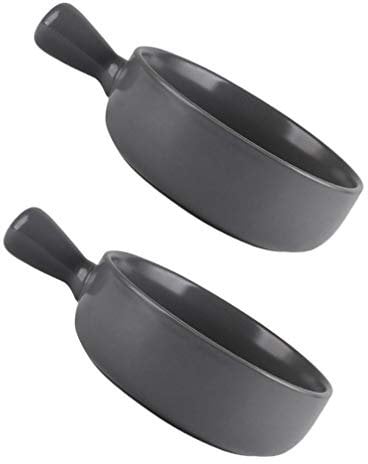 Cabilock 2pezzi Piatti Rotondi Ceramica Grigia Piatto Per Insalata Frutta e Dolci Resistente Alle Alte Temperature Maneggevole Per Cucina e Domestica