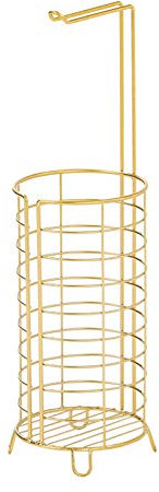 LIU- Porte-Papier Hygiénique De Salle De Bain sur Pied avec Organisateur De Stockage De Papier Hygiénique De Réserve en Métal Doré
