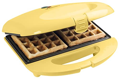 Bestron Gaufrier pour gaufres de Bruxelles, Gaufrier avec revêtement anti-adhésif, Design rétro, 700 Watts, Couleur: Jaune