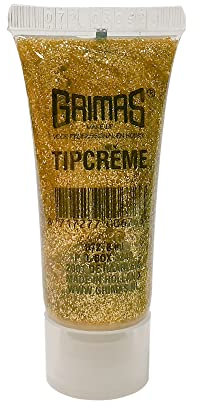 Grimas Tipcreme, 8ml, 072 Gold, hochwertige professionelle Glitzercreme, sehr hautverträglich, intensiver Kosmetikglitzer für Film,Theater, Karneval und Halloween Glitzerschminke