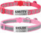 TagME 2 Pcs Collier de Chat Personnalisé, Réfléchissant Collier Chaton avec Nom et Numéro de Téléphone, Plaque Signalétique en Acier Inoxydable pour Chaton Anti-étranglement, Rose Vif