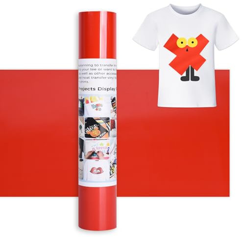 IModeur 12 Ft Plotterfolie Textil Rot – 30,5 x 366 cm Flexfolie Plotter Textil Rot für Cricut Maker, Silhouette Cameo, Textilfolie Plotter Rot für Kleidung, Mützen, Hosen, andere Stoffe