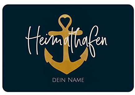 PR Print Royal Personalisierte Fußmatte mit Namen - Heimathafen - Fußmatte personalisiert Familie - Filz-Fußmatte Bedrucken | rutschfest, 60x40cm, Filz, personalisiertes Geschenk