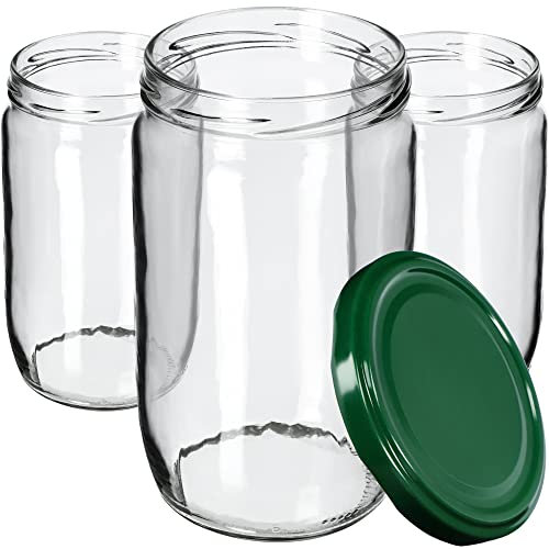 KADAX Lot de 8 bocaux de conservation pour couvercles à visser 720 ml K6906 Vert 8,7x8,7x15cm
