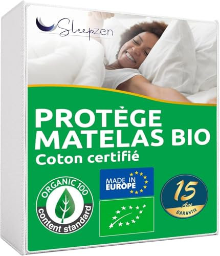 SLEEPZEN Matratzenschoner 80x200 Bio Baumwolle Molton Matratzenauflage Oeko-TEX Zertifiziert, 100% Baumwolle Naturfleece Gesund und leise, Matratzenauflage Nicht Wasserabweisend - Hergestellt in EU
