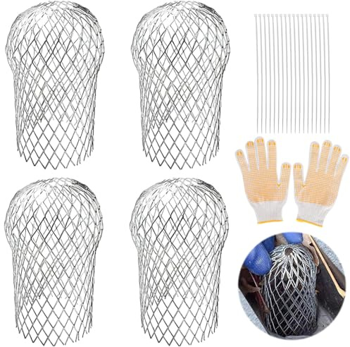 AccEncyc 4 Pcs Gutter Downspout Guards 3.5 Inch Aluminum Leaf Filter Strainer Expandable Gutter Downspout Protector for Preventing Blockage Leaves Debris