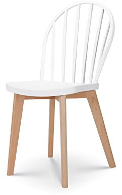 Kosmi Esszimmerstuhl EMY weiß mit Holzfüßen