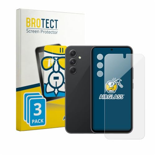 BROTECT Schutzglas für Samsung Galaxy A54 5G | (Display+Kamera) 3 Stück Transparenter Displayschutz Made in Germany Schutzfolie Panzer Folie Glas 9H Einfache Montage Clear
