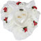 Surakey Weiß Hochzeit Ringkissen,Ehering-Kissen mit Satinband,Romantische Rosen Herzform Ringhalter, Ehering Box Spitze herzförmige Ring Inhaber Rose Ringkissen mit Band Perle Schaum Blumendekoration