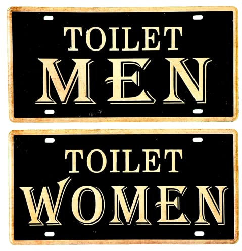 DiiliHiiri 2 poster da bagno uomo/donna - 30 x 15 cm - ideale per bar - pub - caffetteria o barbiere - segnaletica WC - WC - WC - WC - bagno - cartello - cartello - cartello - segno (2651-15-16)
