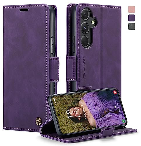 KZB Handyhülle für Samsung Galaxy A54 5G Hülle Premium Leder Klappbar Tasche RFID Schutzhülle Flip Case Magnet Kartenfach Standfunktion Klapphülle für Samsung Galaxy A54 5G 6,4'' - Lila