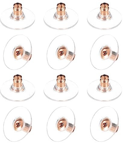 sourcing map 100Pcs Silicone Earring Backs, Soft Clear Earring Stoppers Replacement with Pad Earring Backs for Studs Fish Hook Earrings, 6.2mm Rose Gold