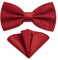 AUSUAYA Herren Fliege Einstecktuch Set, Unisex Design Fliege und Taschentuch für Hochzeit oder Business Formal Tuxedo M-B-T6 (Burgunderrot)