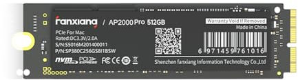 Fanxiang 512GB NVMe SSD for Mac/MacBook/iMac, Up to 3500MB/s, PCIe Gen3x4, TLC 3D NAND, Compatible with MacBook Air/Pro, Mac Pro/Mini - AP2000Pro
