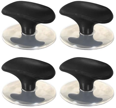 SPARES2GO Universal Pan Lid Handle 6cm Saucepan Slow Cooker Steamer Pot Knobs (Black/Chrome Silver, Pack of 4)