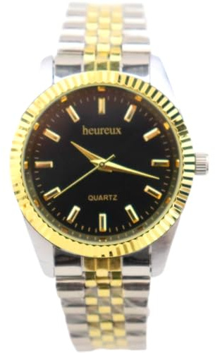 Rötting Design Herrenuhr Quarz aus der Collection heureux Goldfarbene Lünette schwarzes Ziffernblatt