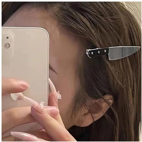 Aneneiceera Gothic Tiny Knife Hair Clip Punk Knife Dagger Hair Barrette Clip Punk Headwear Headpieces Cute Creative Hair Pin Barrette Halloween Hair Accessories for Women and Girls