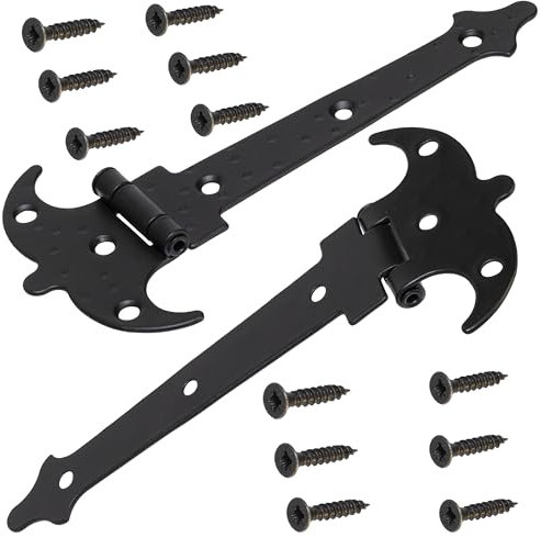 AERZETIX - C73740 - Juego de 2 bisagras estilo antiguo 120x37x75mm planas en forma ''T'' - puertas armarios muebles gabinetes - en acero - color negro mate - ornamento vintage rústico