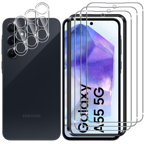 Lutree per Samsung Galaxy A55 5G Vetro Temperato, 3+3 Pezzi Pellicola Protettiva+ Pellicola Fotocamera, Durezza 9H Anti-Graffio Anti-Impronte HD Senza Bolle Protezione Schermo