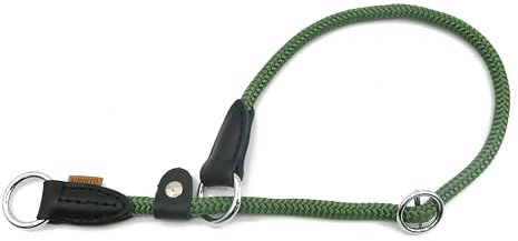 Aiminto Braided Round Martingale Dog Collar, Training Collar with Slidable Stop Ring and Adjustable Stopper - Ideal for Medium Dogs (M(1/3) - 18 Long, Dark Green)