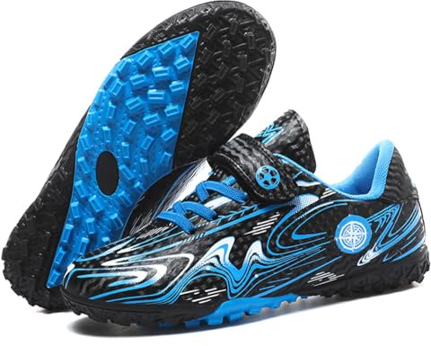 Misswell Boys Football Boots Kids Astro Turf Trainers Junior Girls Soccer Athletics Training Shoes Profession Competition Teenager Indoor Outdoor Sneakers Sports Shoes Unisex Blue Size3
