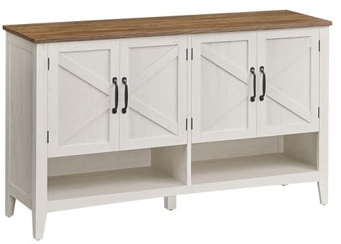 VASAGLE Shoe Cabinet, 3-Tier Shoe Storage Organiser, Traditional American Style Shoe Storage Unit, with Height-Adjustable Shelf, Handles, Sturdy Legs, Hallway, Rustic White LBC039W01