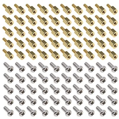 YINETTECH Kit di Viti per Scheda Madre da 100 Pezzi per PC Kit di Viti per Scheda Madre con Distanziatore Esagonale in Ottone per Custodia per Disco Rigido con Filettatura M2.5